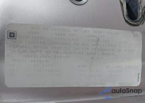 1992 Chevrolet Blazer K1500 from USA, damaged, VIN 1GNEK18K6NJ340208